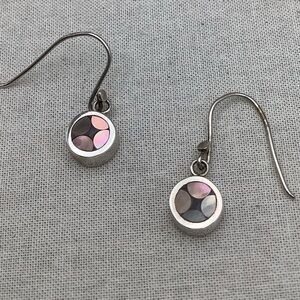 Vintage Sterling And Abalone Pierced Earrings